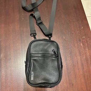 Brixley Black Leather Crossbody Messenger Bag